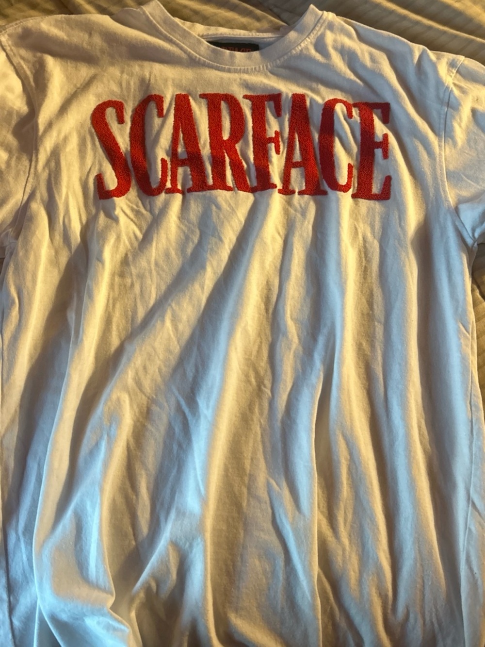 Scarface Graphic Short Sleeve Tee - White with Red Logo